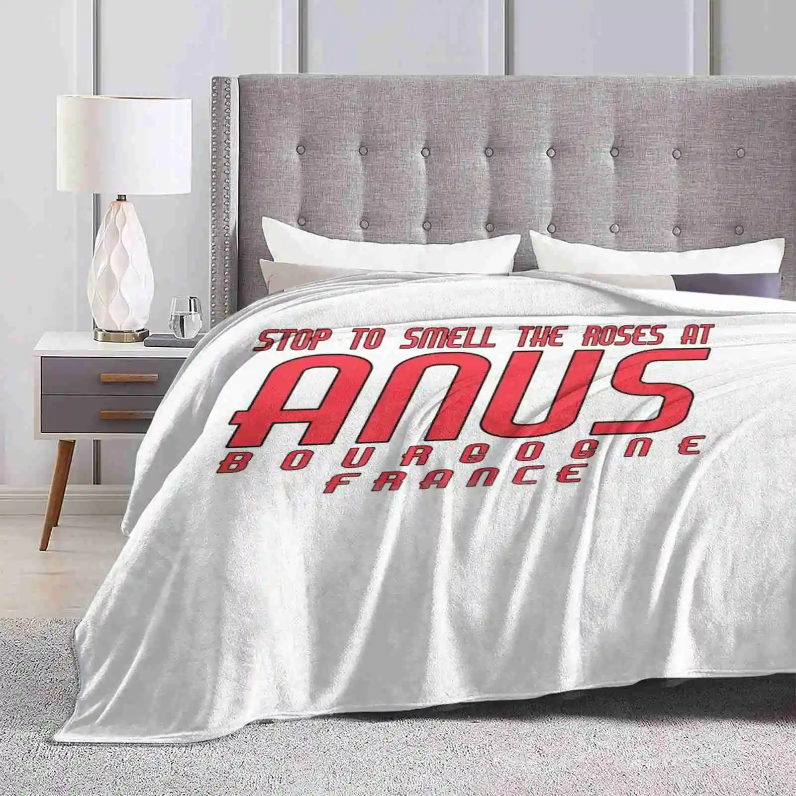 Stop To Smell The Roses At Anus! Trend Style Funny Fashion Soft Throw Blanket Anus France Joby F Randrup