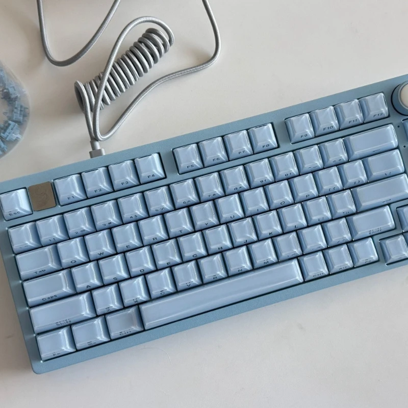 Blue White Jelly Pudding Crystal Keycap Side Print OEM Profile Keycap Pretty 113 key cap Gamer Mechanical Keyboard AJAZZ wooting