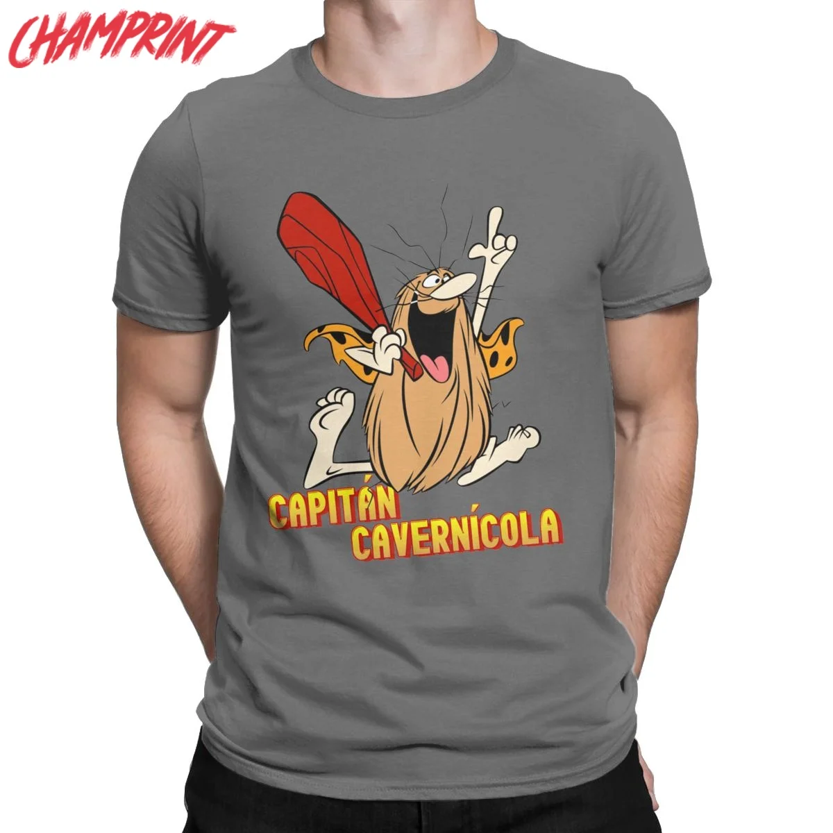 

Captain Caveman Cavey T Shirt Men Cotton Funny T-Shirts Crewneck Cartoon Tees Short Sleeve Clothes Classic