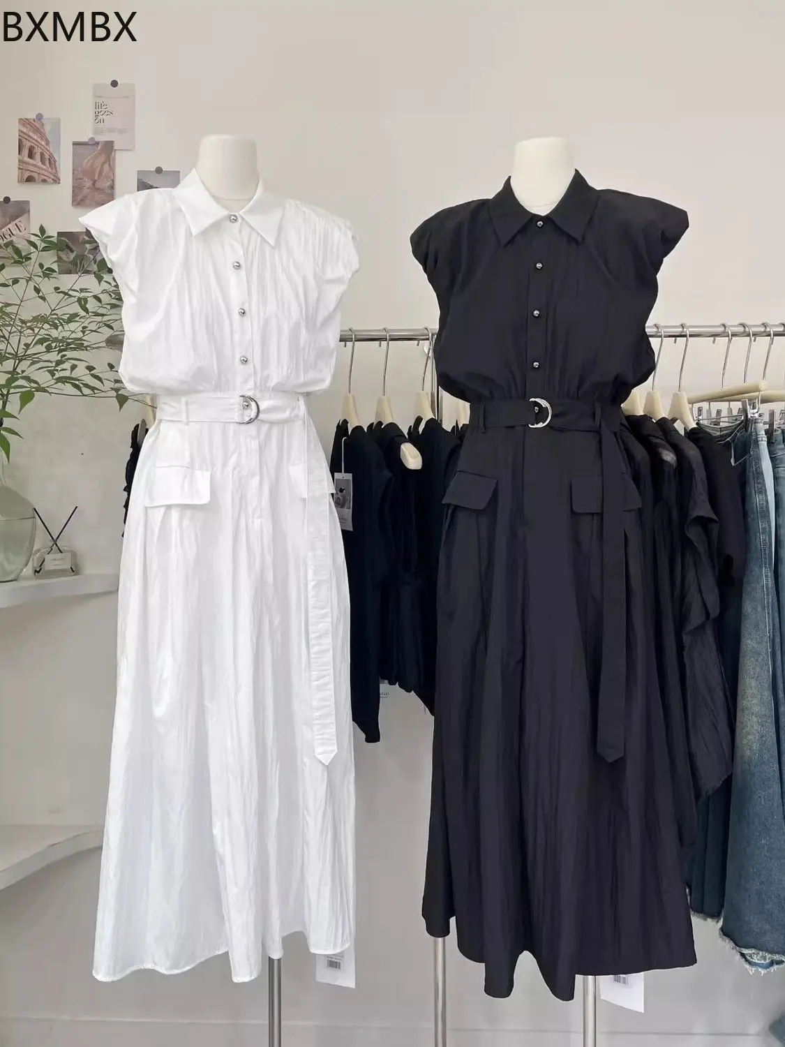 Black dress women's high waist long dress looking thin 2025 summer new shirt skirt waist sleeveless vest skirt