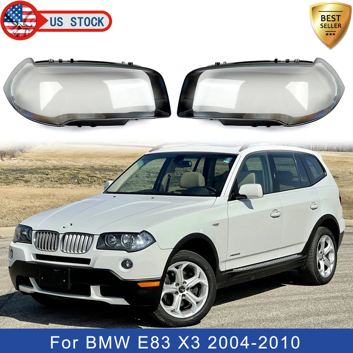 Ersatz für BMW E83 X3 Scheinwerferabdeckung Sport 2004 2005 2006 2007-2010 Lampenschirm Links Rechts Ein Paar Vordere Scheinwerferlinse Automotive DRL Gehäuse