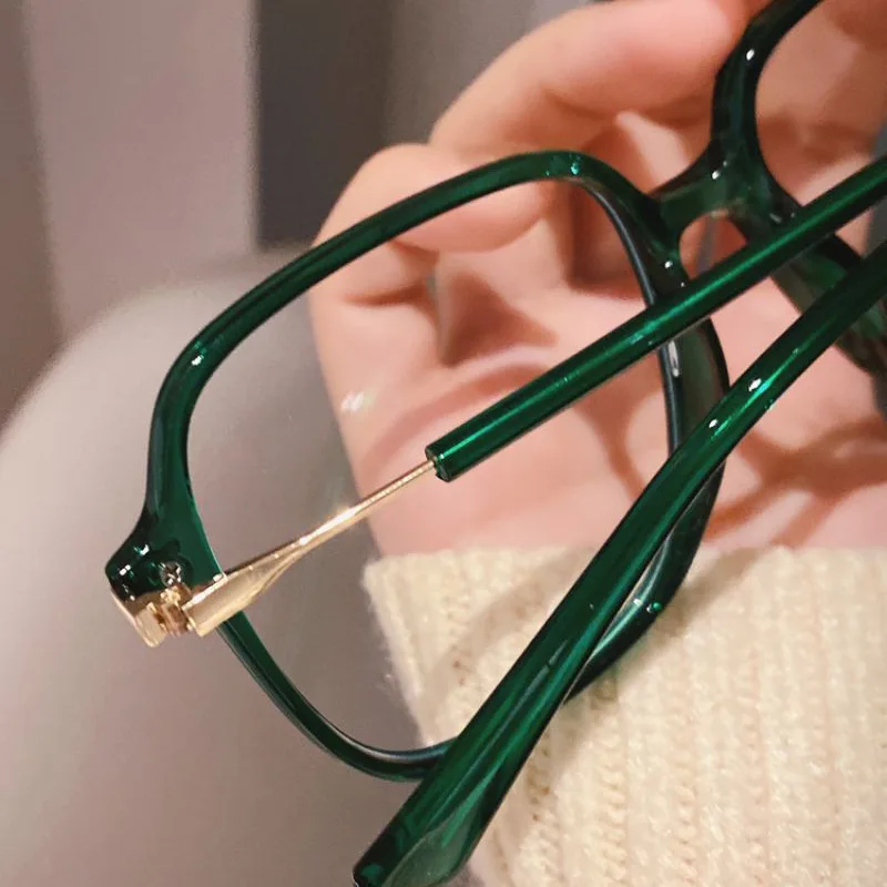 Personalized Anti-Blue Light Box Glasses Frame Female to Make round Face Thin-Looked Green Large Frame Plain Glasses Frame with