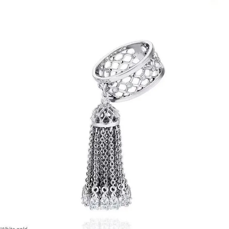 SLJELY Luxury Designer Pure 925 Sterling Silver Mesh Tassel Finger Ring Micro Zircon Crystal Stones Women Fashion Brand Jewelry