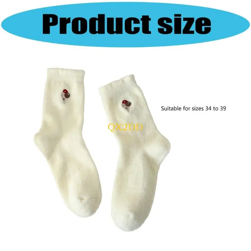 QX2D جوارب حرارية للحمل بدون خياطة تصميم دافئ ومطرز نايلون ناعم مقاوم للرائحة للأم الحامل #6