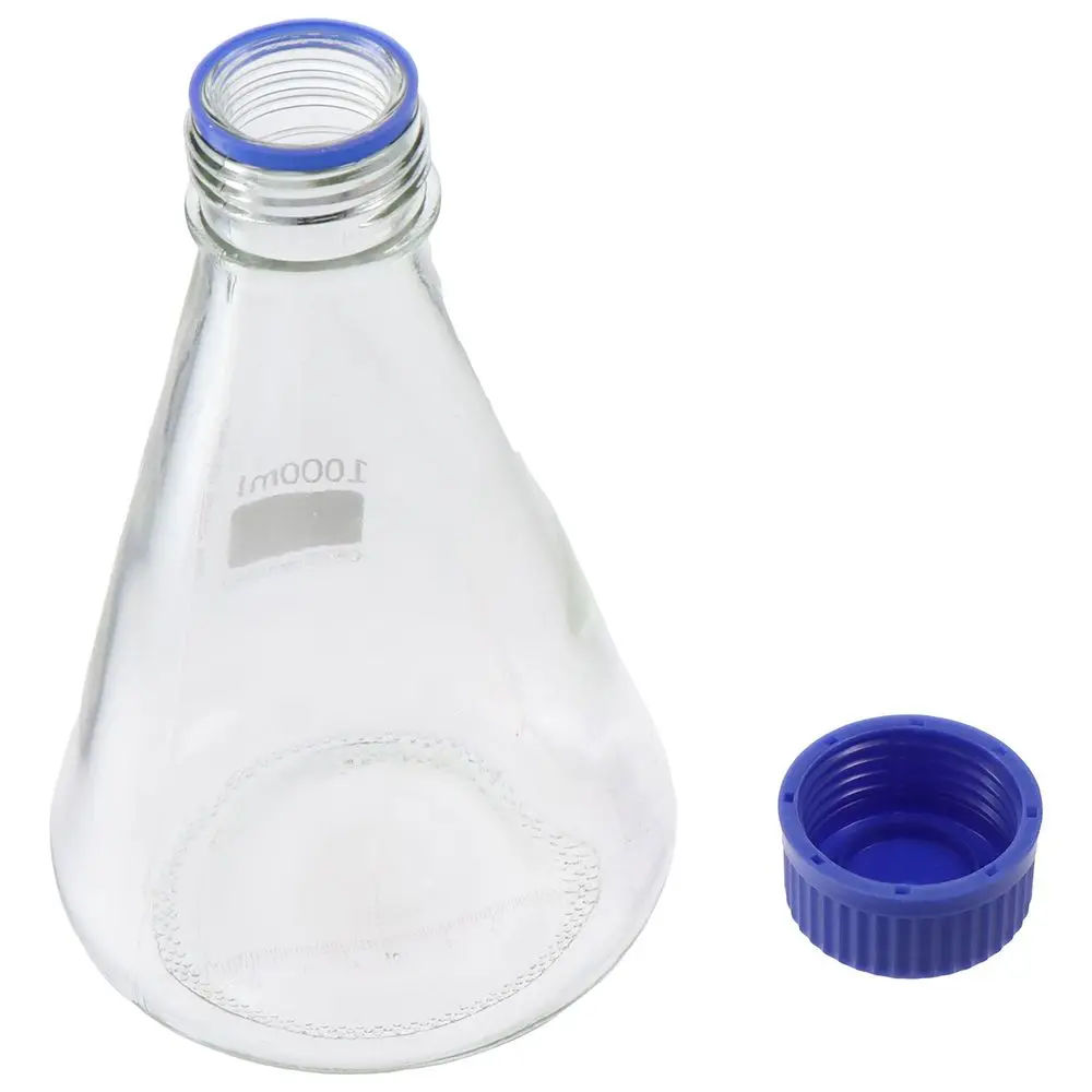 Imagem -05 - Vidro Erlenmeyer Frasco com Tampa de Rosca Azul Boca Larga Vidro Âmbar Claro Vidro Borosilicato Garrafa de Reagente Químico 1000ml