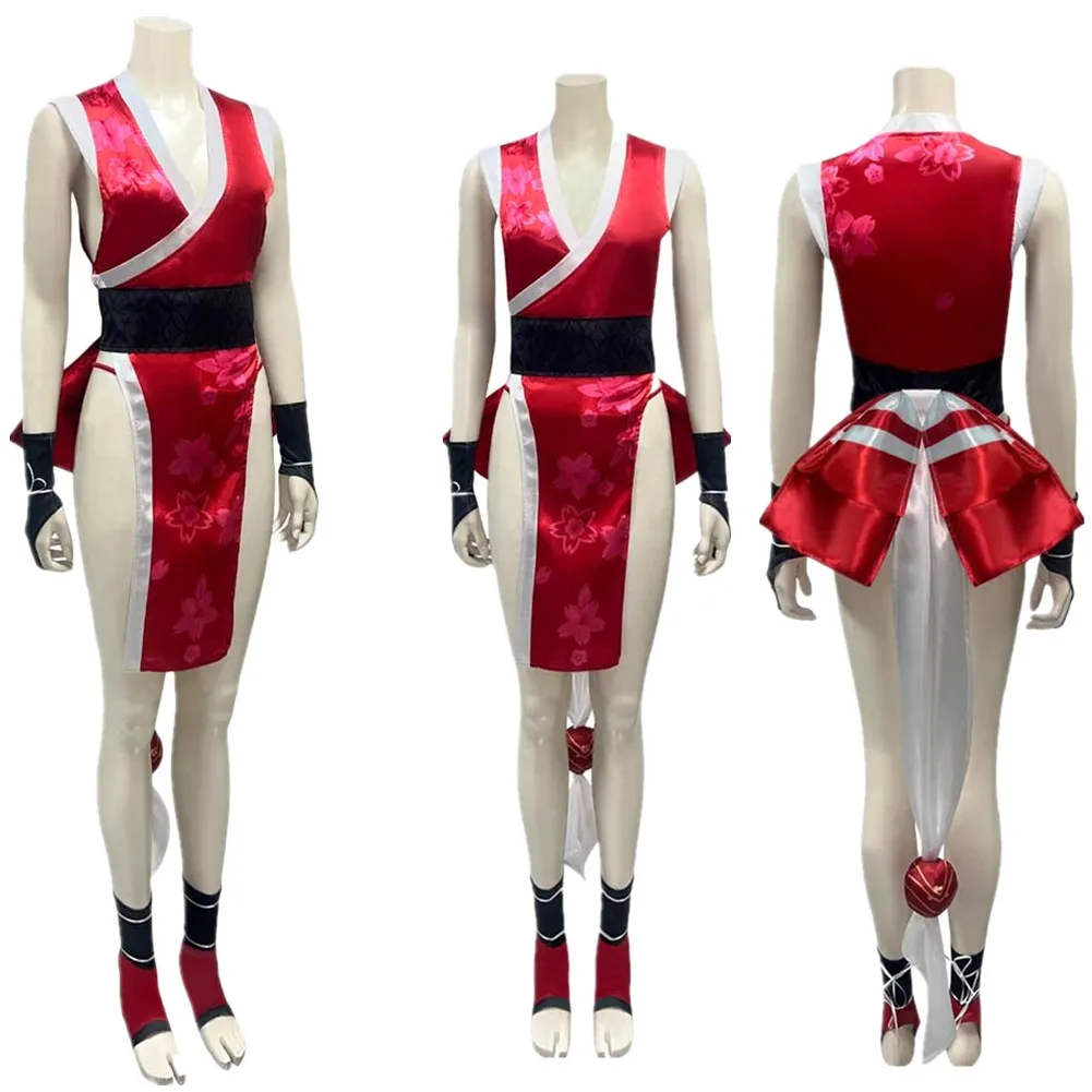 

Mai Shiranui Cosplay Costume Fighter Adult Women Roleplay Top Shorts Belt Gloves Outfits Halloween Carnival Party Suit