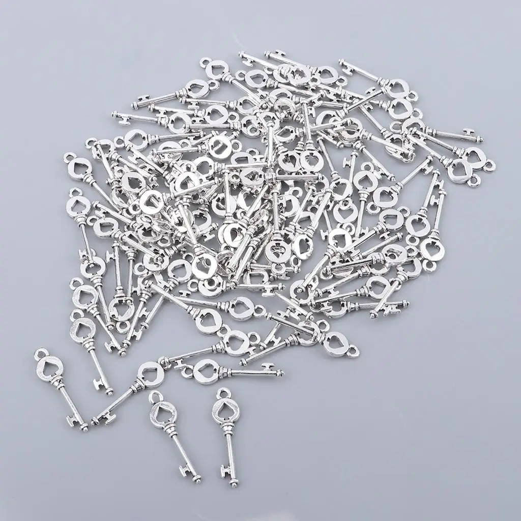 Pack of 100pcs Key Shaped Pendants Handcraft Alloy Jewelry DIY Making