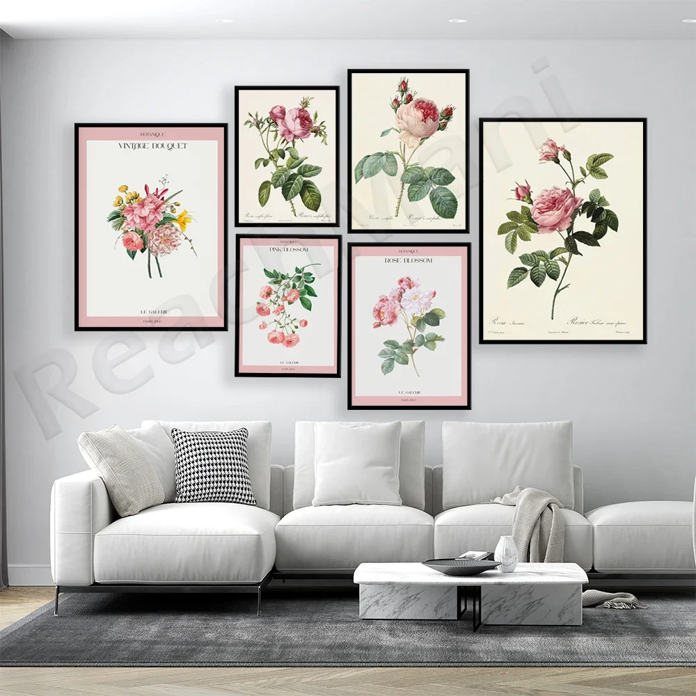 Vintage Flower Market Poster, Bouquet, Orange Blossom, Rose Flower, Pink Flowers Aesthetic Art Poster, Matisse Inspired Print