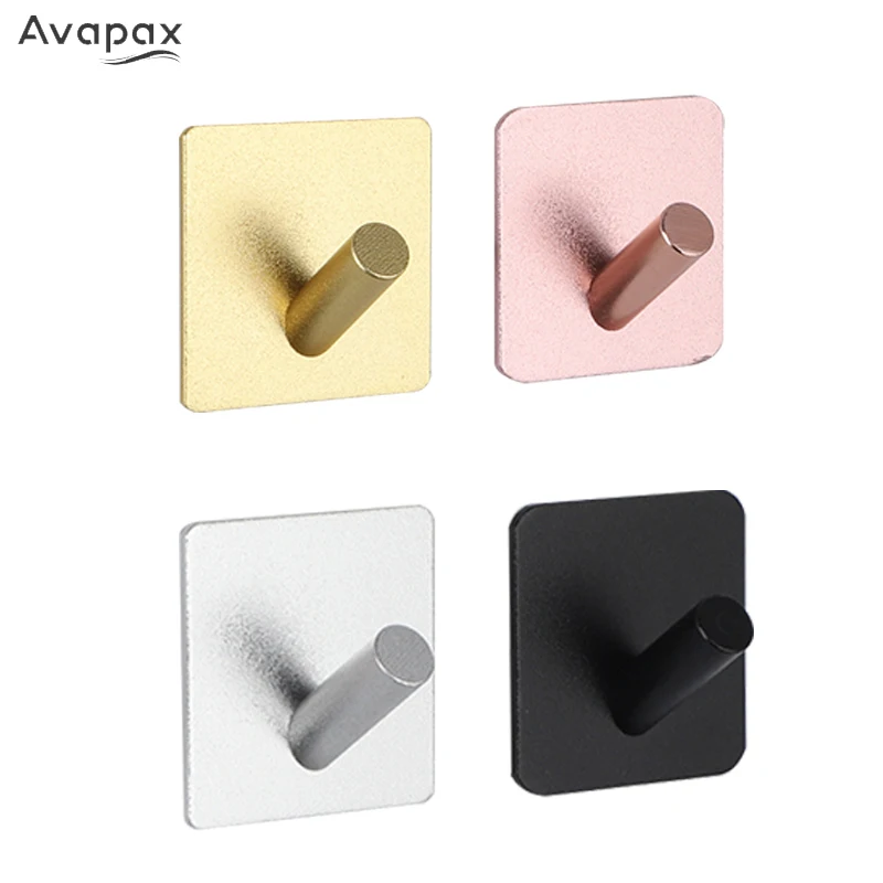 Avapax Self Adhesive Wall Coat Rack Clothes Rack Hanging Hooks Key Holder Rack Towel Hooks Space Aluminum Bathroom Accessories
