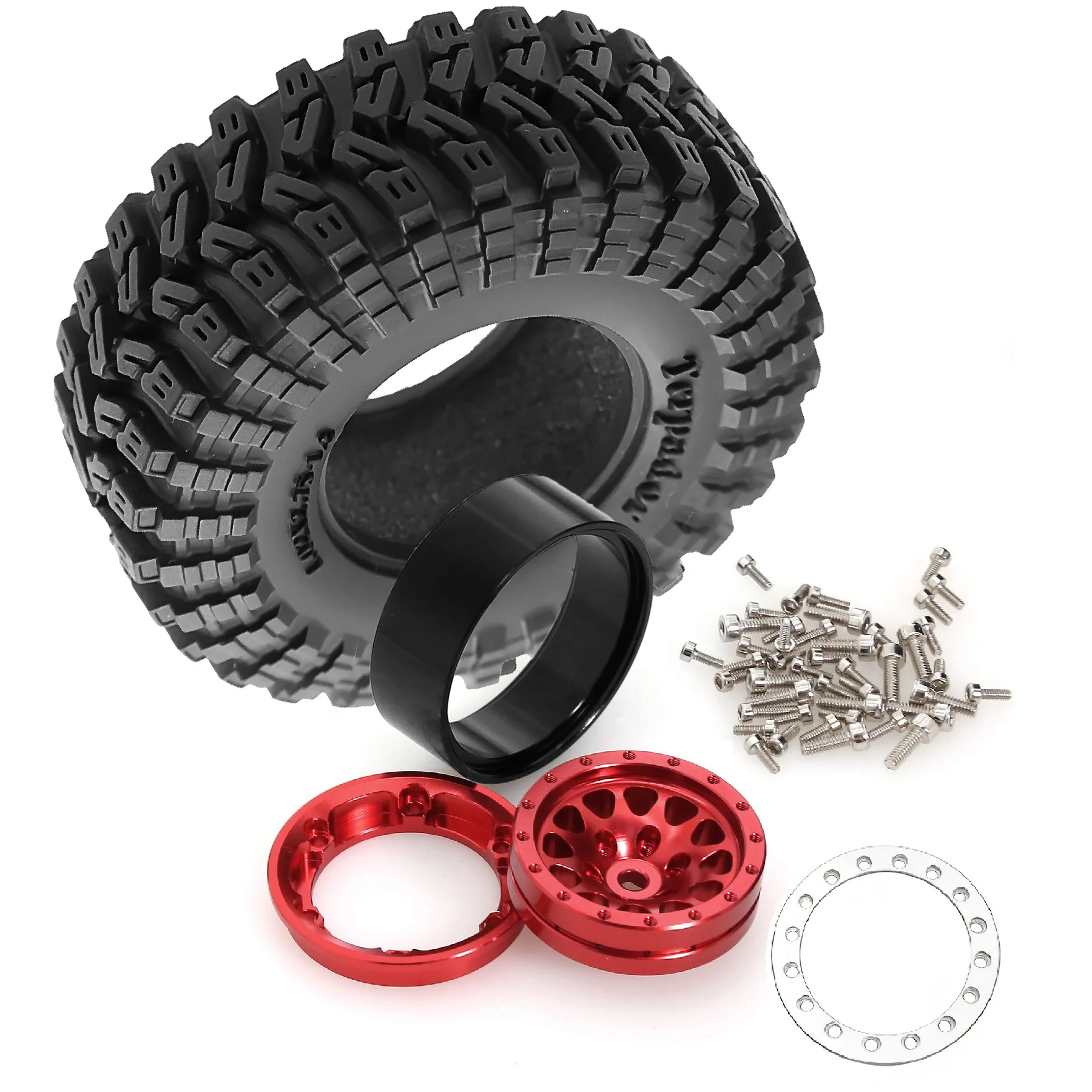 4pcs 70mm 1.3" Metal Beadlock Wheel and Tire for 1/18 1/24 RC Crawler Car FCX24 FCX24M TRX4M SCX24 AX24 Upgrade Parts
