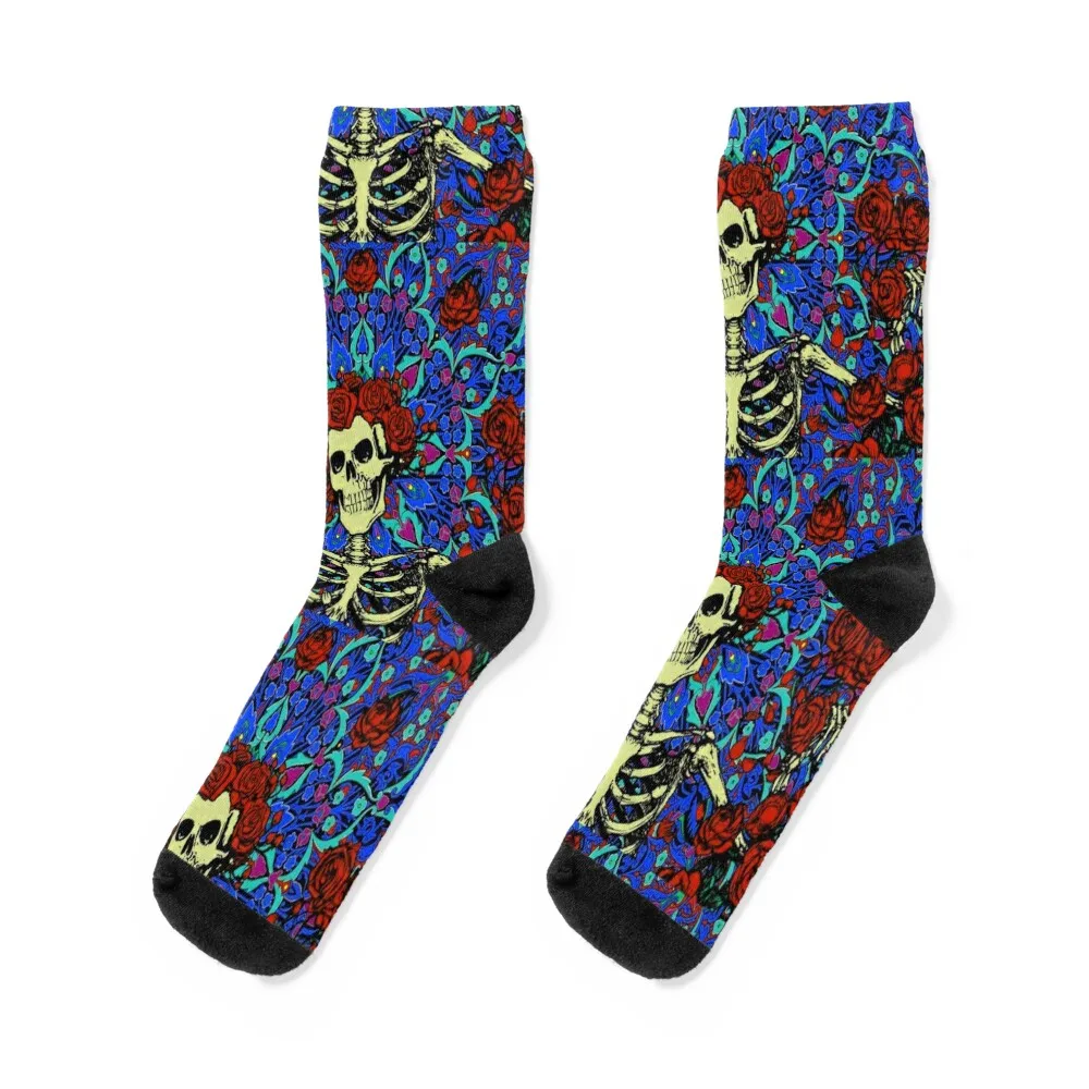 

Psychedelic Grateful day of the dead roses skeleton Socks floral hiking Socks Female Men's