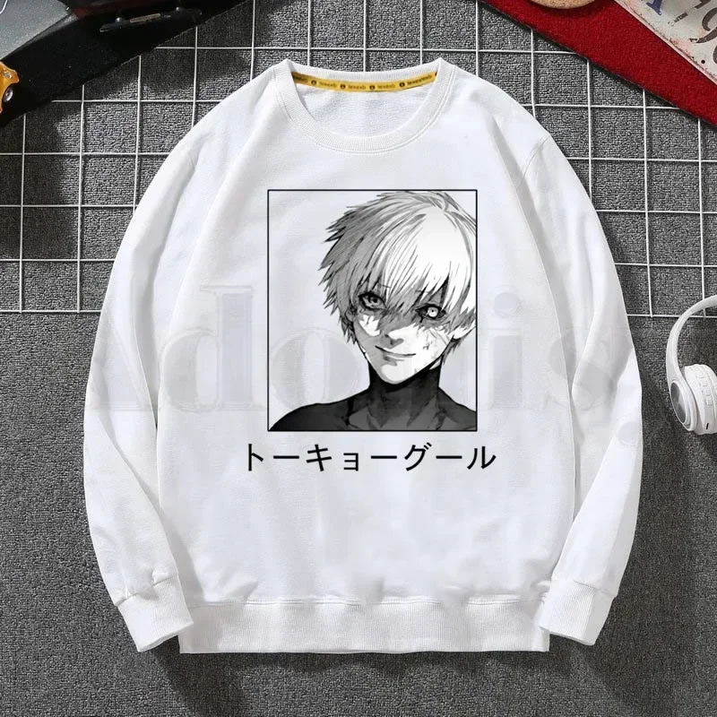 Tokyo Ghoul Kaneki Ken Eyes Japan Anime Manga Sweatshirt Print Trend Mens Clothes Hip-Hop Male Crewneck Men