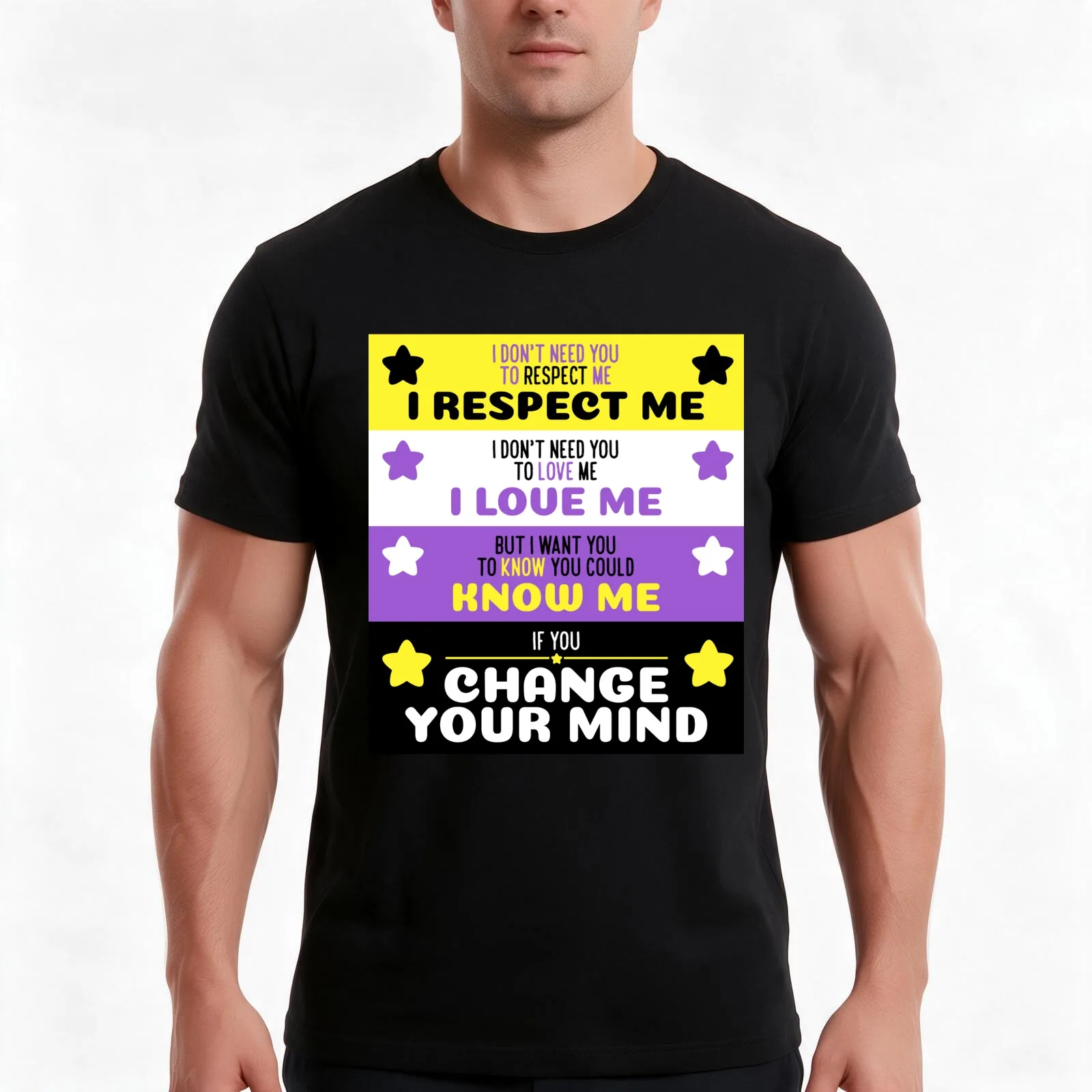 Change Your Mind - Non-Binary Pride Variant T-Shirt, Summer Casual Cotton Tee, Oversized Streetwear Tops, Vintage Graphic Print