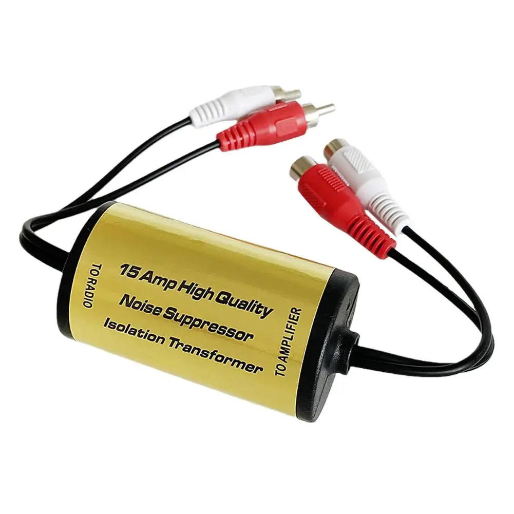 2x RCA Male, 2x RCA Female Audio Filter RCA Audio Noise Filter Eliminate Ground Loop Humming Buzzing Noise Car Accessories