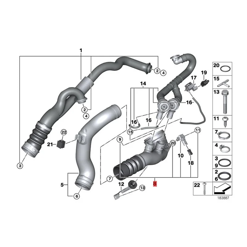 A98M For 2011-2012 BMW 740Li 740I Base 3.0L 13717609810 Inflatable Tube Inflation Guide