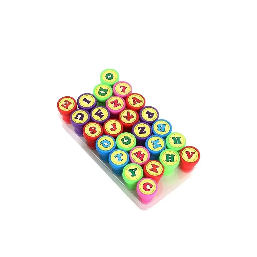 

Cartoon 26pcs Alphabets Letters Round Stamp Self-ink Number Children Arithmetic Seal Self Inking Scrapbooking DIY