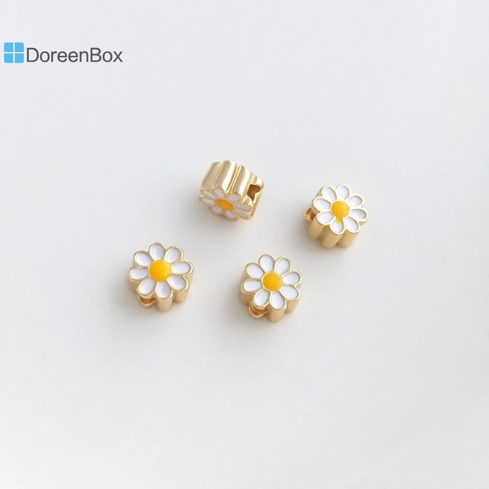 2PCs Double-Sided Daisy Shaped Beads Drip Oil Copper Flower Spacer Beads For Jewelry Making Diy Women Necklace Bracelet Supplies