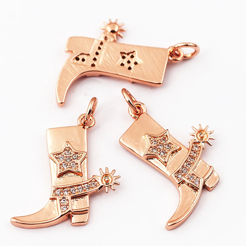 Cowboystiefel Sport Baseball Hantel Yoga Herren Zirkonia gepflasterter Stoff Charm Anhänger, 18K Gold Halskette Handwerk Schmuck Versorgung L99 – Detail 7