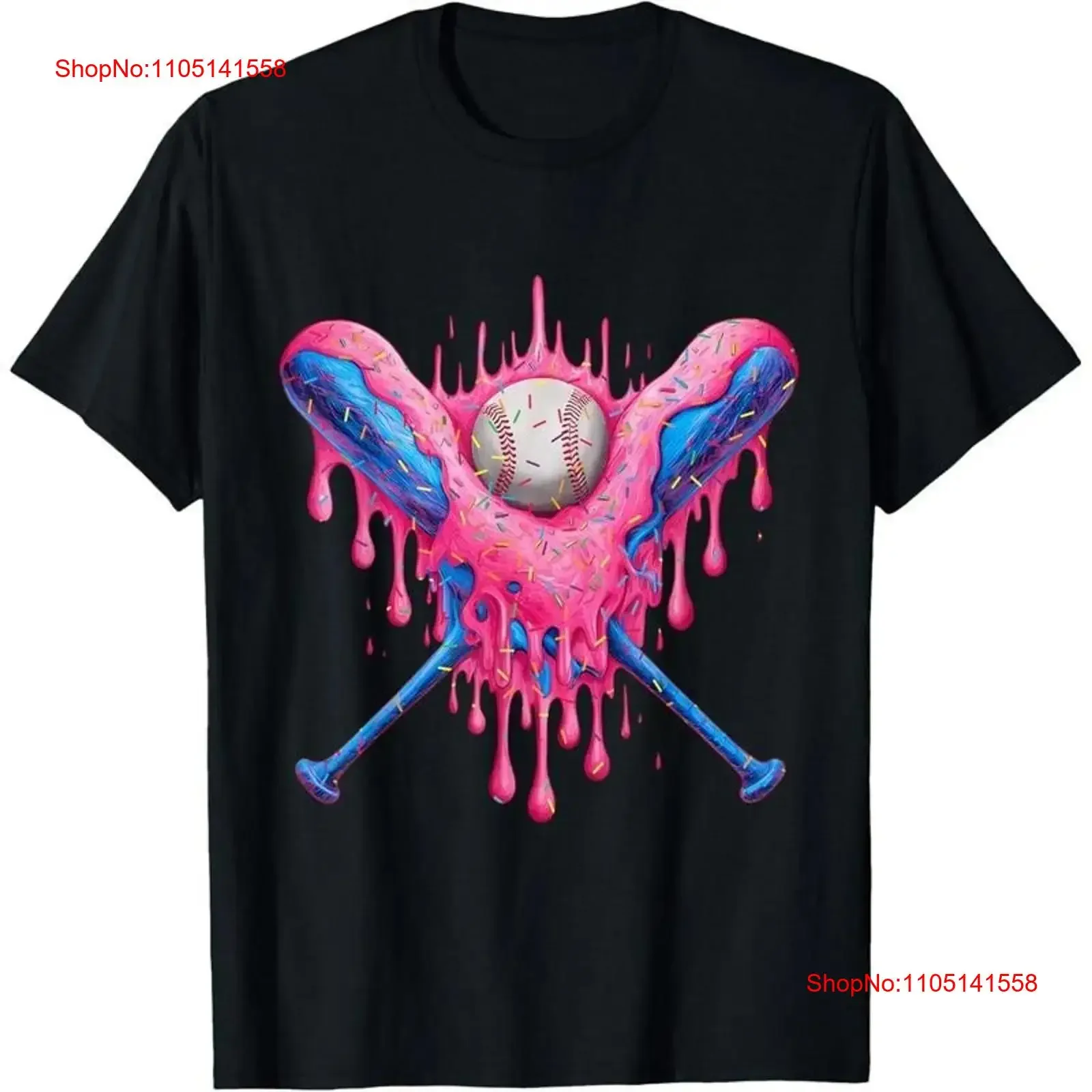 Baseball Bat with Ice Cream Sprinkles Drip T Shirt Natural Season vintage Washed Breathable streetwear fashion Stylish Casual