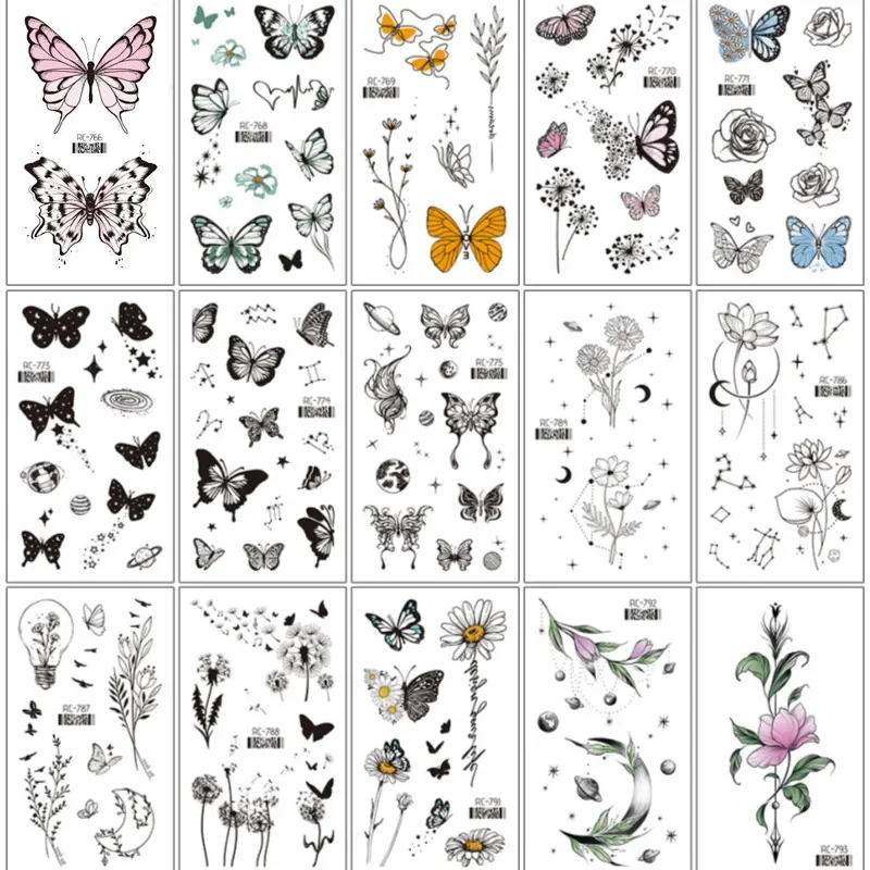 Dark Butterfly Sexy Waterproof Temporary Tattoo Sticker India Women Back Waist Flash Tatoo Girl Body Art Fake Tattoos Realistic