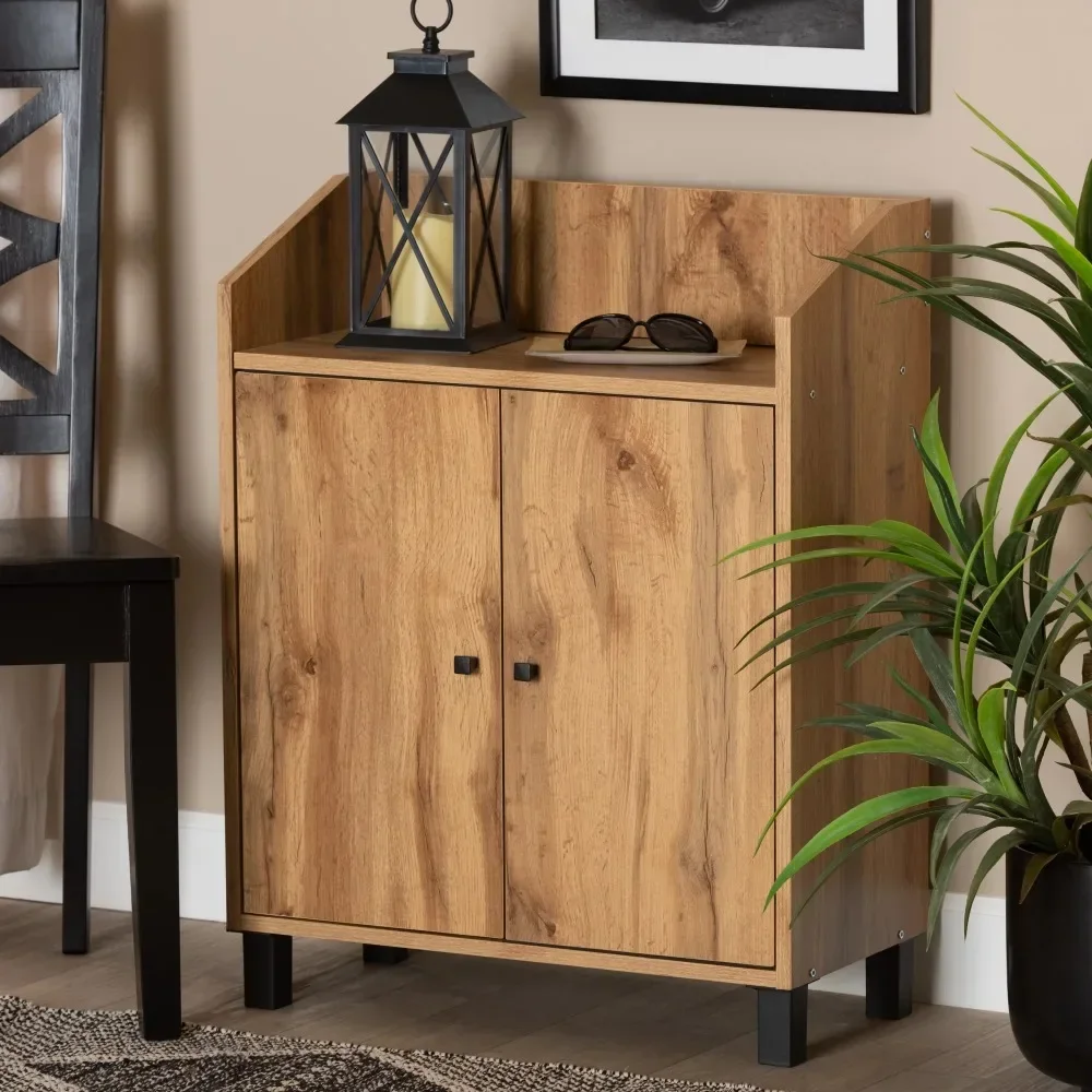 

Shoe Cabinets, Rossin Modern and Contemporary Oak Brown Finished Wood 2-Door Entryway Shoe Storage Cabinet,shoe Cabinets