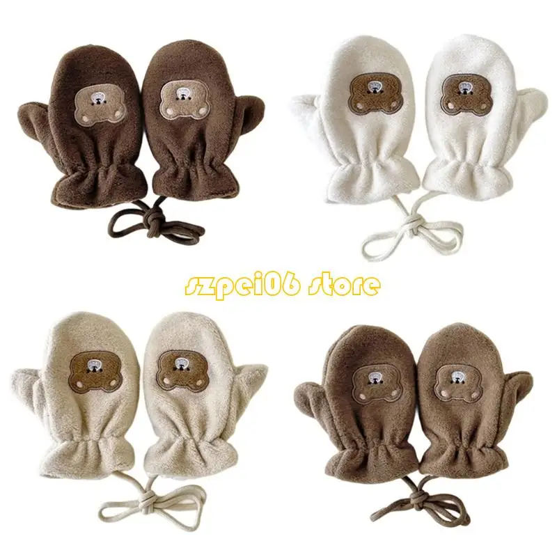 

45BF Ветрозащитные детские перчатки с защитной подвеской на шее, легкие теплые варежки для игр на свежем воздухе от 1 до 5 лет и