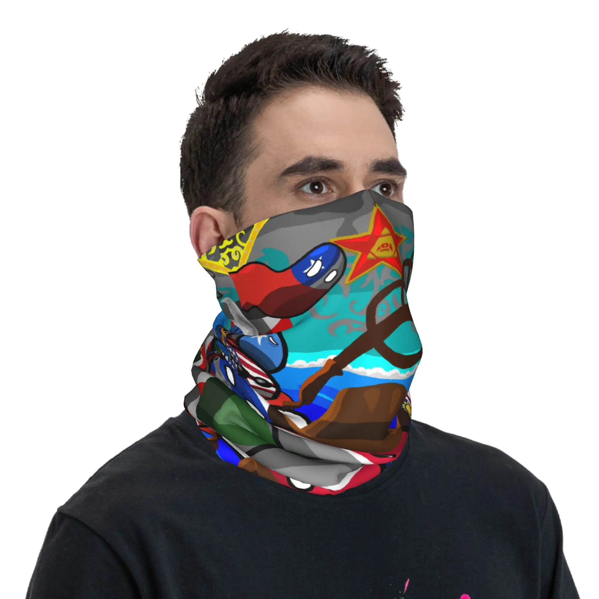 مخصص جديد الرسوم المتحركة أنيمي كونتري بول الرقبة الجراب الرجال النساء يندبروف الشتاء باندانا وشاح لركوب الدراجات