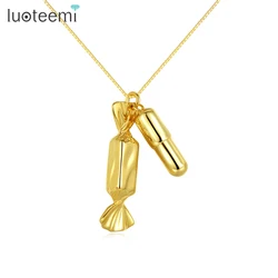 LUOTEEMI Candy & Bullet Pendant Necklaces Box Chain for Women or Men Dating Party Double Color Hip Hop Fashion Jewelry Bijoux