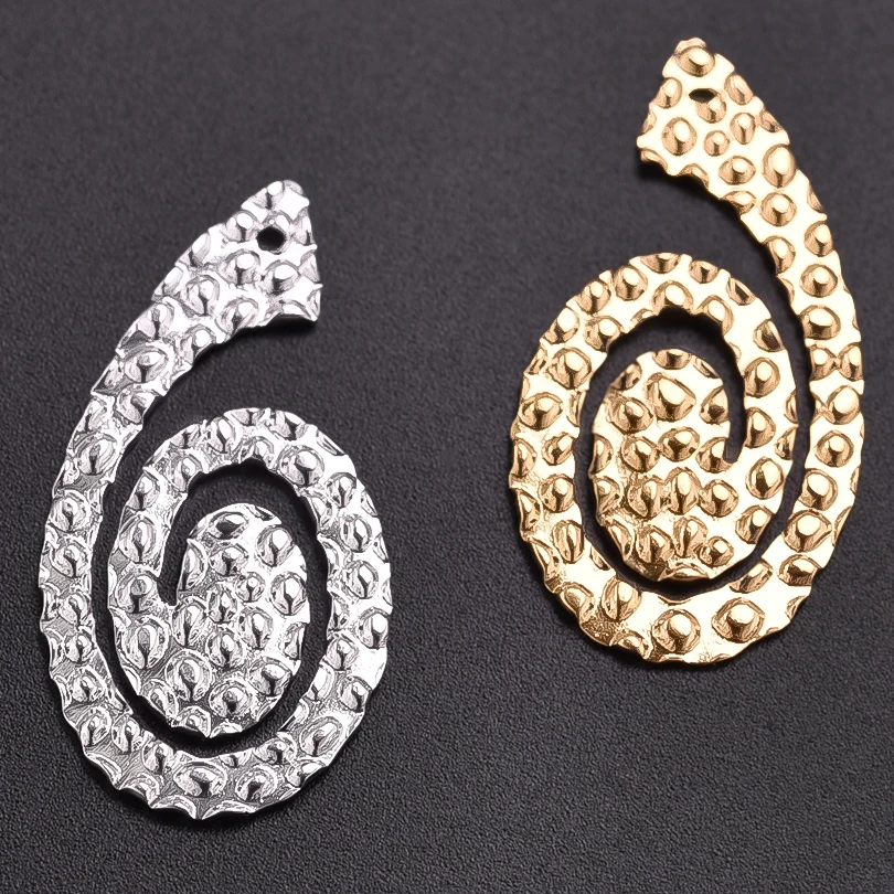 6pcs High Quality Stainless Steel Spiral Pendant Water Droplet Indentation Non Fading Spiral Charm Pendant Necklace Production