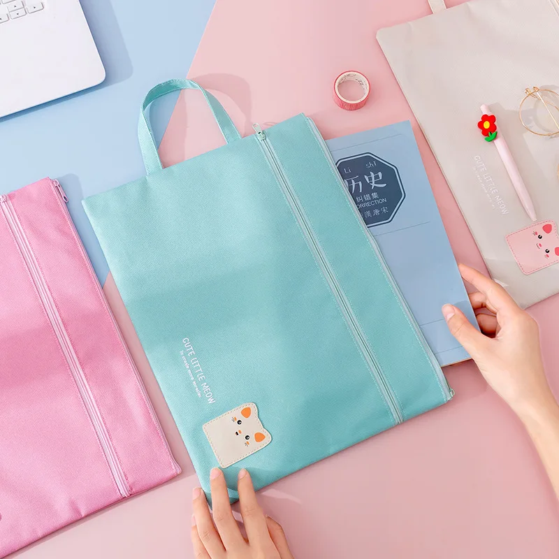 A4 File Bag File Folder Documents File Bag Stationery Filling BAG School Office Storage File Pouch Holder Zipper Bag 8 Colors