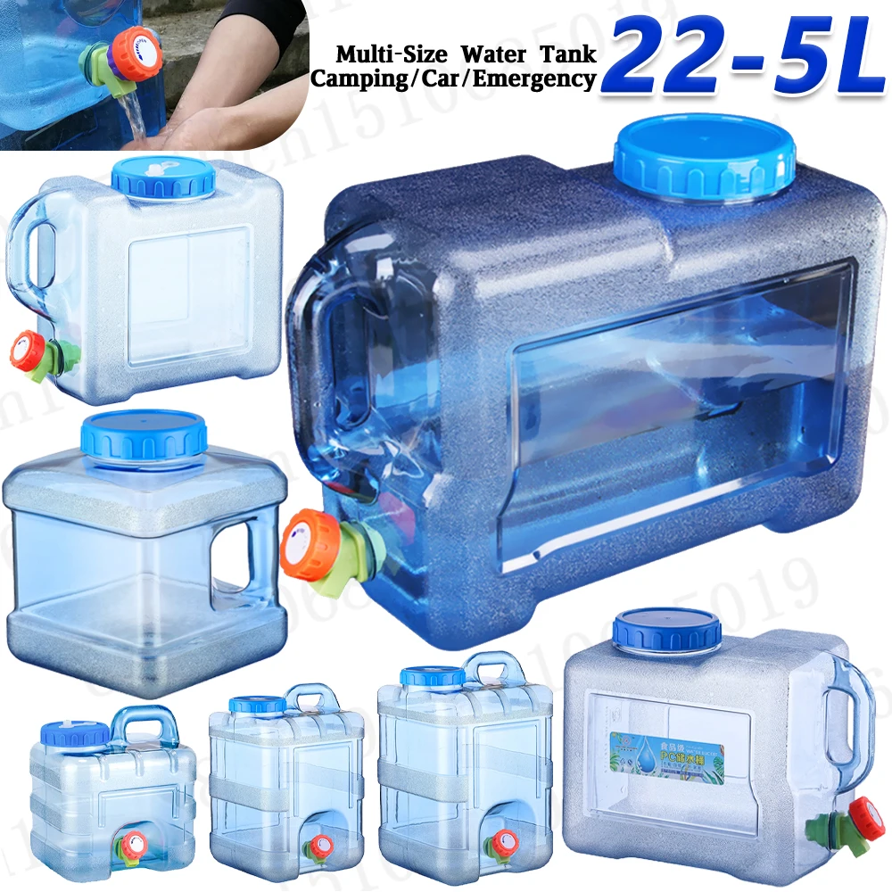 Tanque de água portátil para piquenique ao ar livre, Balde com torneira, Recipiente para acampar, Caminhadas, 15 L Capacidade, 5L
