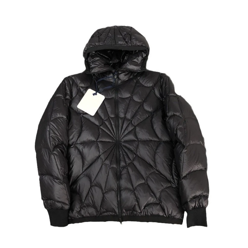 2024 Winter New Spider Net Hooded Down Jacket 90 Ciepła kurtka puchowa rekreacyjna Przystojny duży rozmiar Białe kurtki puchowe dla mężczyzn