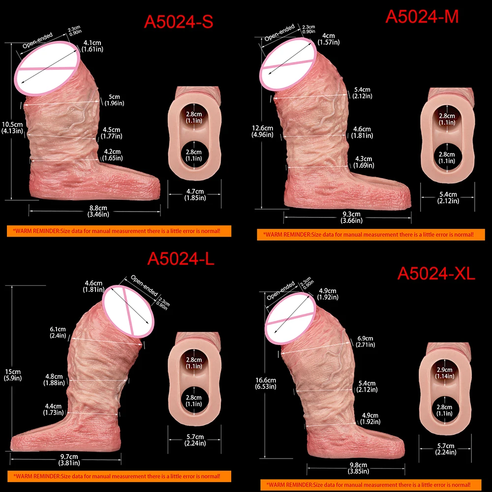 SXXY Realistic Penis Sleeve Dick Extender&Enlarger for Men Delay Ejaculation Silicone Cock Sleeve with Testicle Ring Male Adult