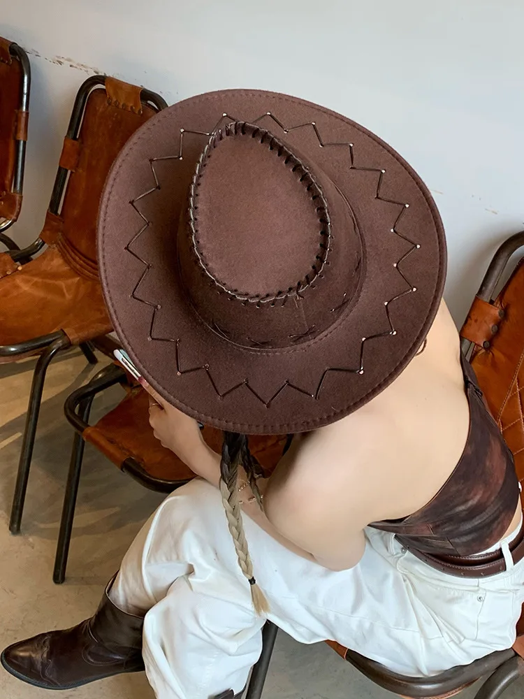 Stilvoller Sonnenschirm-Cowboyhut, Weihnachtsfeier, Cosplay-Kappe, Vintage-Hut für Camping, Angeln, Bergsteigen, Urlaub, Neujahrsgeschenke – Detail 3
