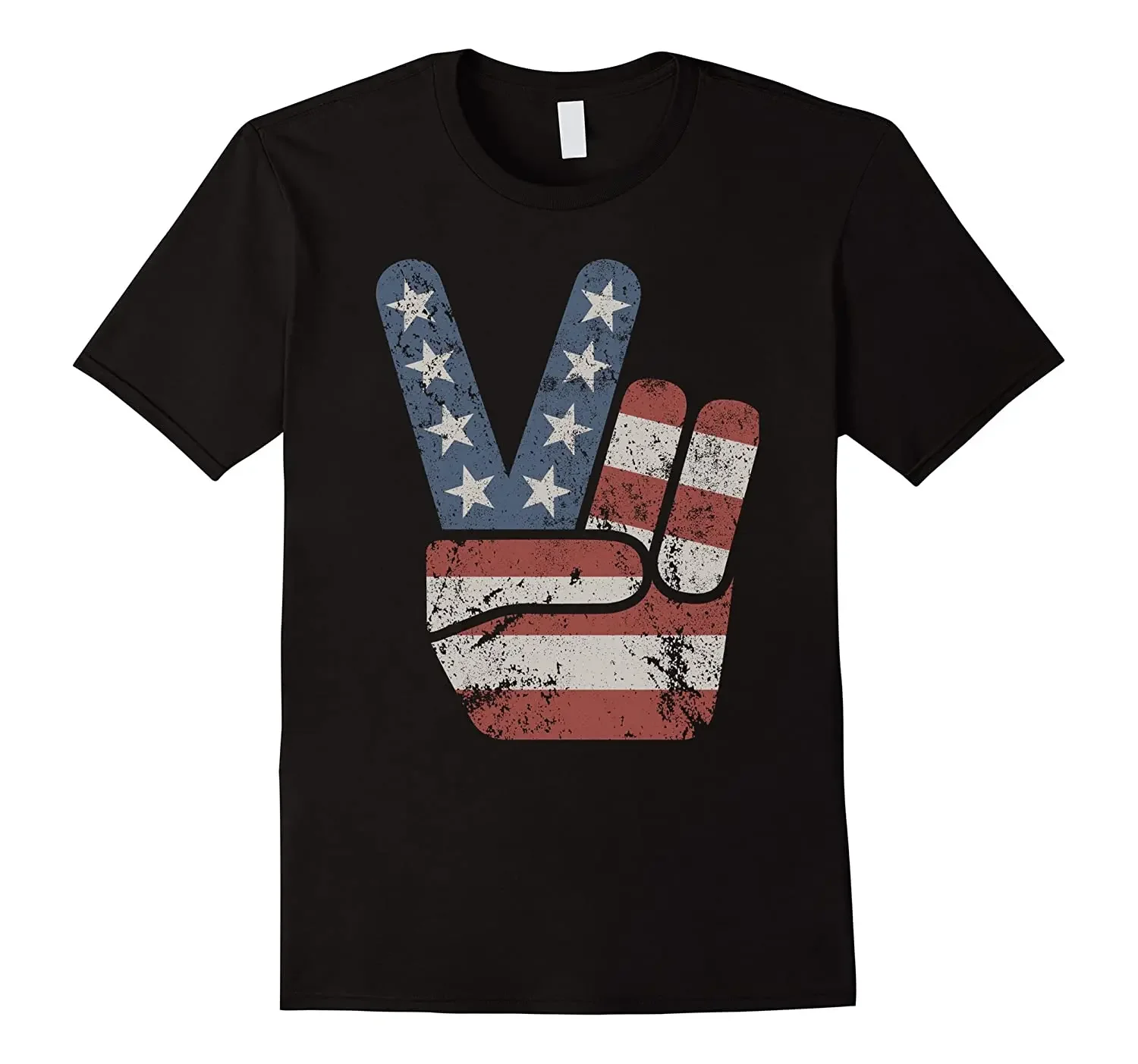 

Vintage American Flag Big Peace Sign Printed T-Shirt. Summer Cotton Short Sleeve O-Neck Mens T Shirt New S-3XL