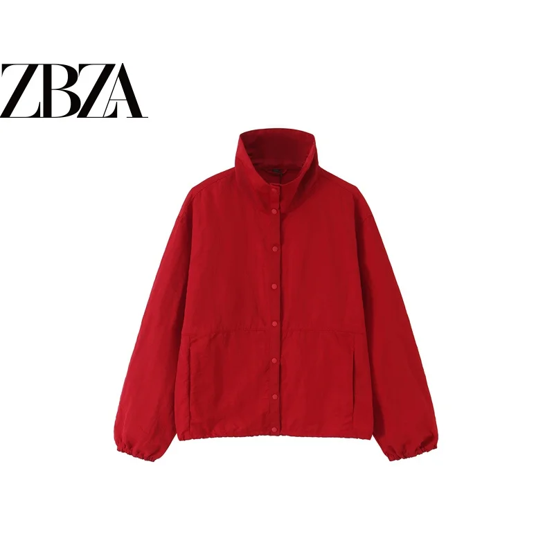 Fashionable Versatile Loose Button-Up Tech Fabric Jacket ZR Wind Women's Baseball Jacket Polyester Fiber Autumn Season
