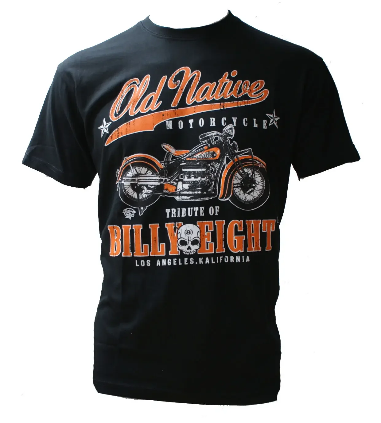 

OLD NATIVE Billy Eight Mens T Shirt Black Biker Rock a USA