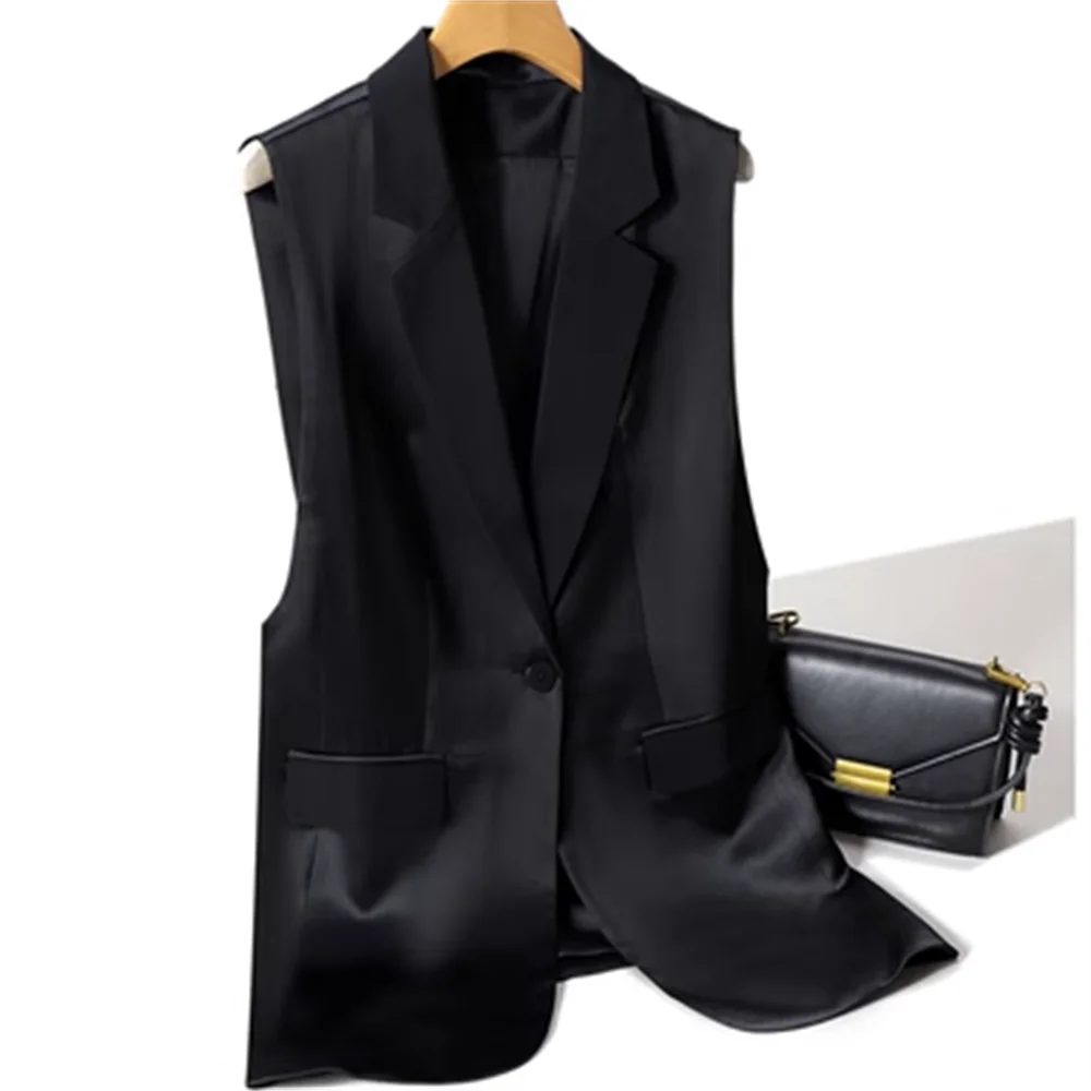 new satin spliced matte waistcoat sleeveless vest ol coat