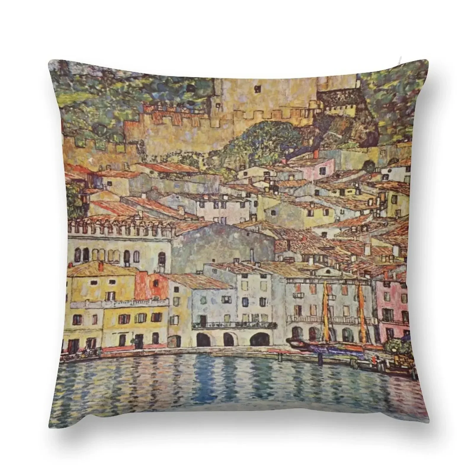 Gustav Klimt - Malcesine on Lake Garda Throw Pillow Sofa Pillow Cover Decorative Cushions For Luxury Sofa pillow