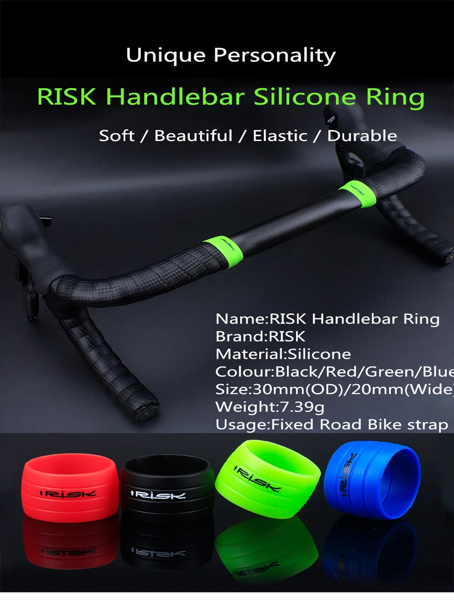 AliExpress 2pcs RISK Bicycle Bike Handlebar Strap Tape Fixing Silicone Ring Anti-Skip Rubber Sleeve Loops Collar