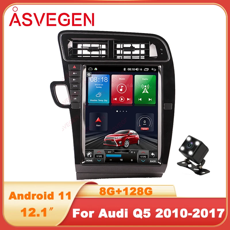 

12,1 "Android 11 Автомобильный мультимедийный плеер для Audi Q5 2010-2017 Авто Carplay NAVI Радио Стерео GPS навигация Wifi видео экран