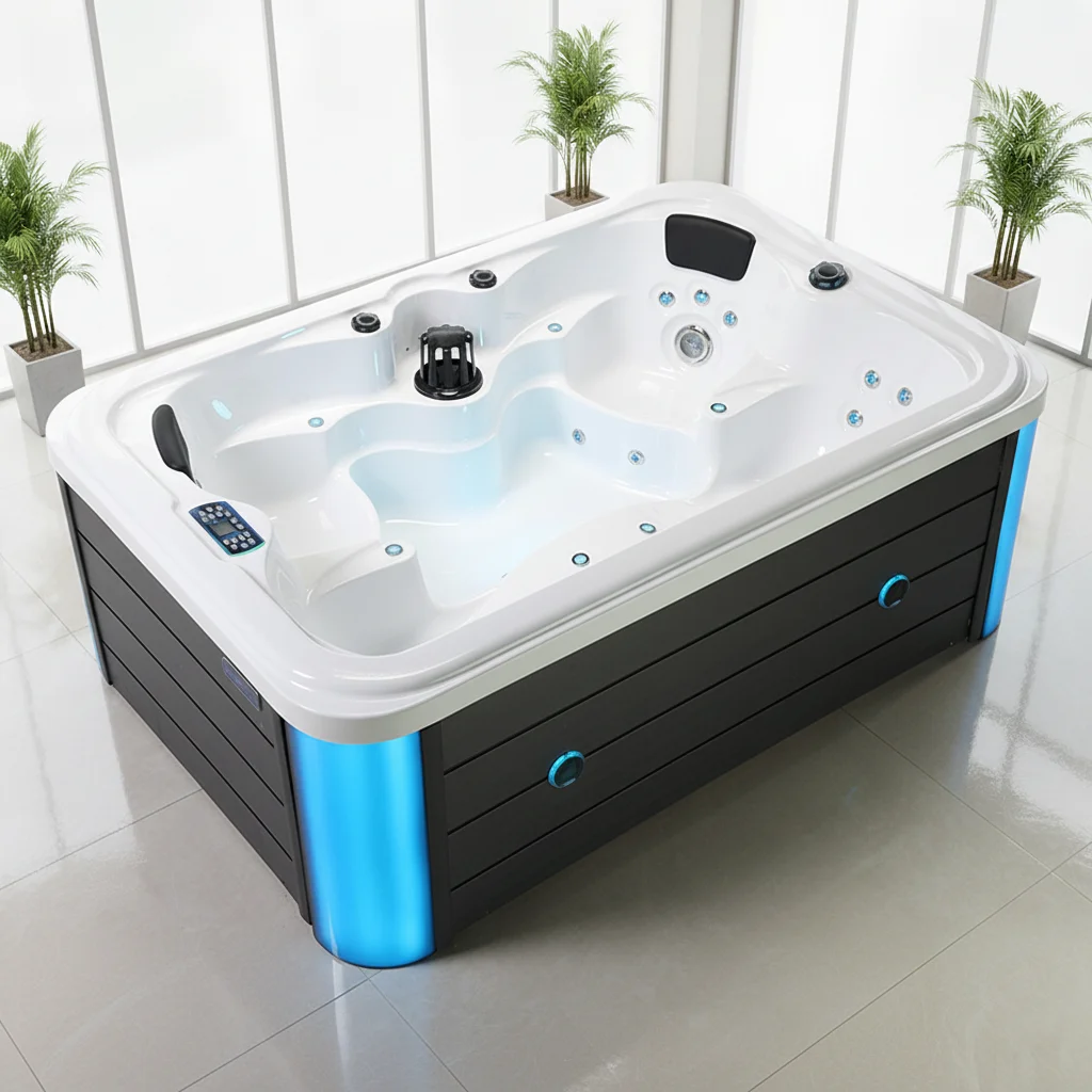 Wholesale High-end Massage Bathtub Whirlpool Colorful LED Lighting Whirlpool Bathtub For Five Star Hotel Master Bathroom