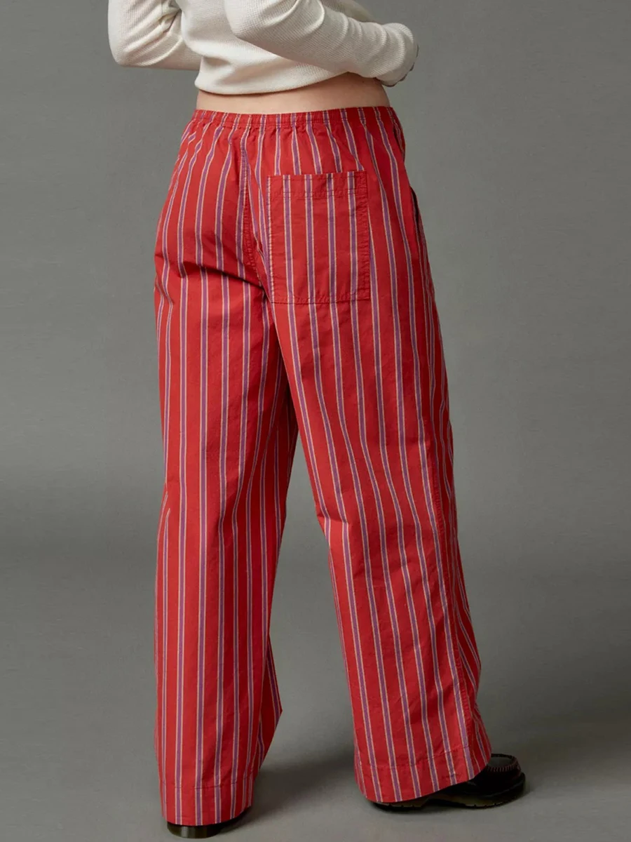 

Women Y2K Lounge Pants Stripe High Elastic Waist Lounge Pants Pj Bottoms Going Out Pants Wide Leg Pants Streetwear