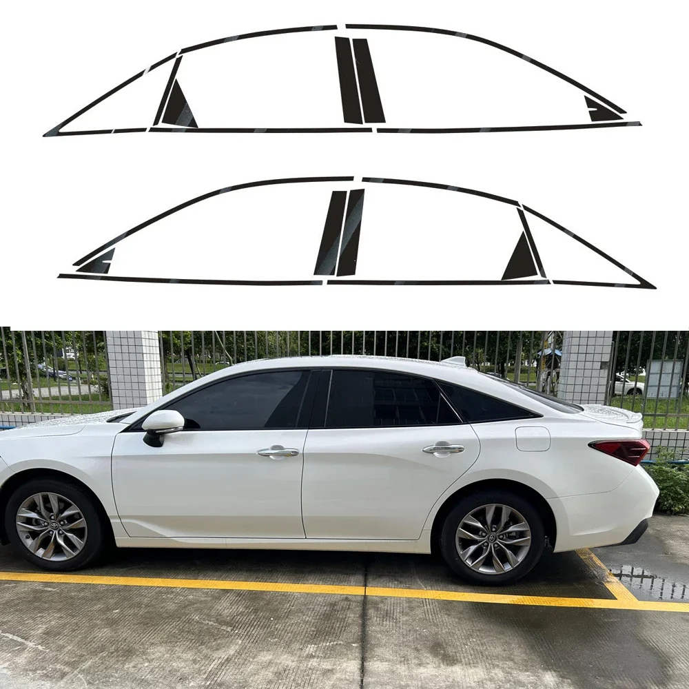 For Toyota Avalon 2019-2023 Sedan Window Chrome Delete Blackout ABC Pillars Glossy Black carbon fibre Stickers