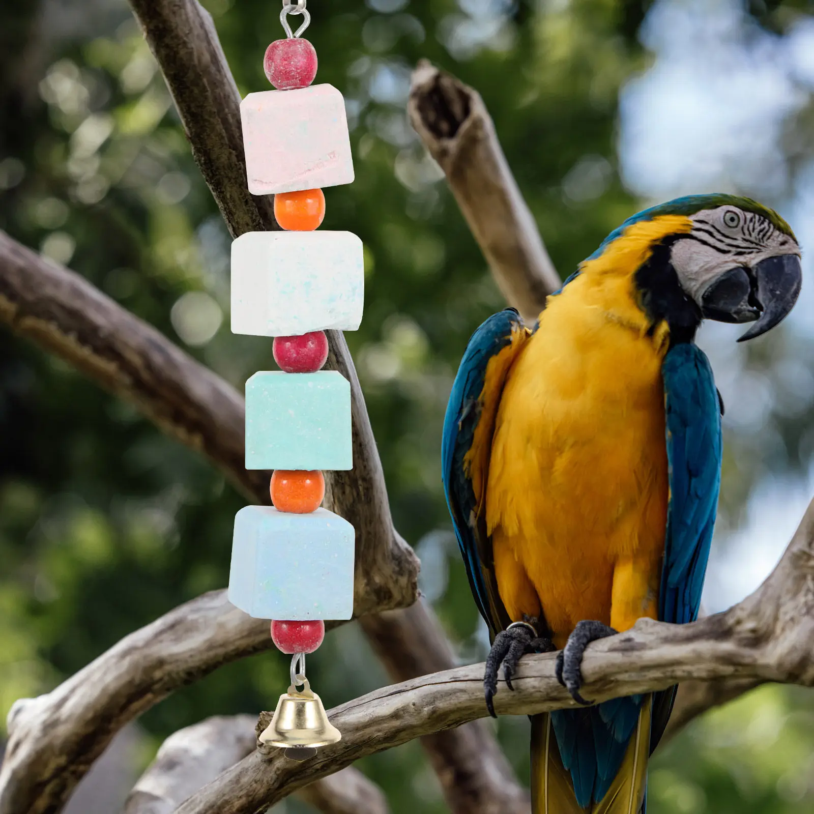 2Pcs Parrot Chewing Mineral Molar Hanging String Cage Boredom Relief Exercise Bird Bite Plaything Parrot Chewing