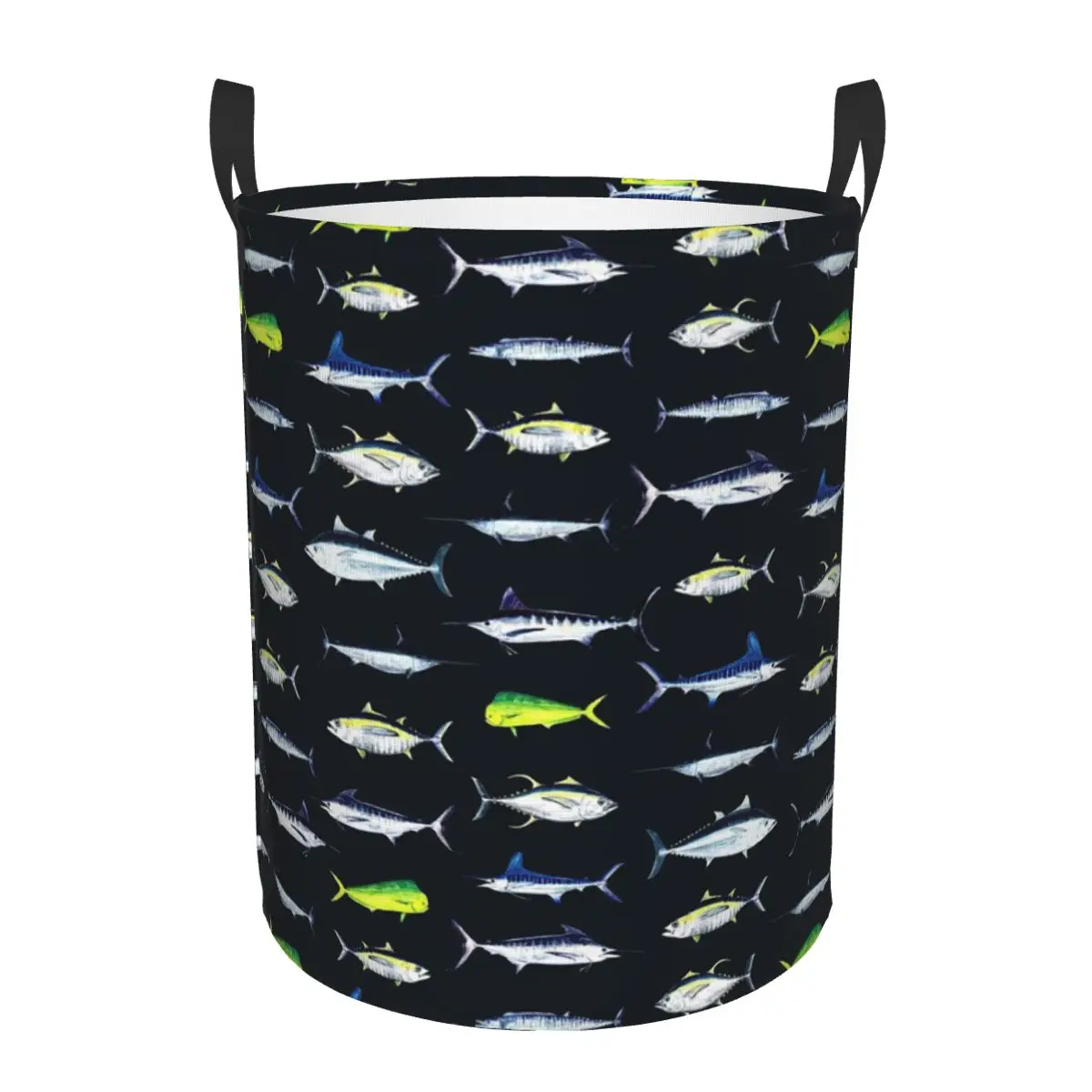 Sportfish Dark Navy Blue BlackYellowfin Tuna Laundry Baskets Dirty Clothes Toys Sundries Storage Basket Large Hamper For Home