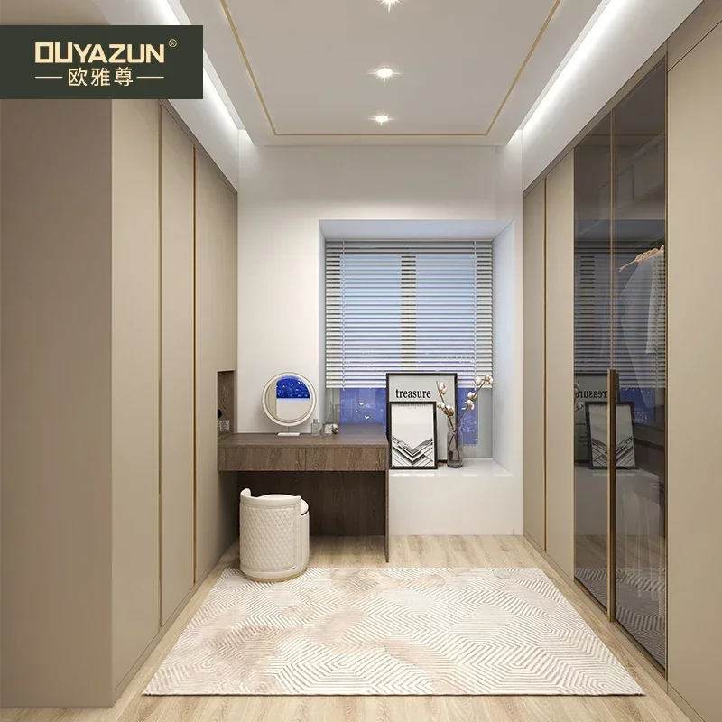 Integral wardrobe walk into the cloakroom custom glass door light luxury wardrobe full house furniture solid wood bedroom