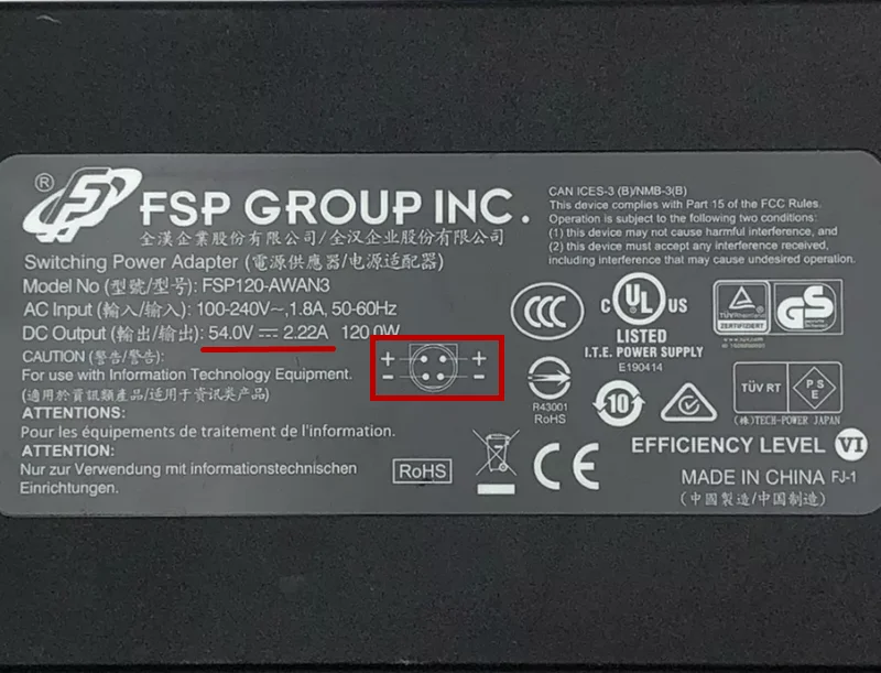 Original FSP120-AWAN2 FSP120-AWAN3 FSP 54V 2.22A AC Adapter Charger 120W 4-PIN Plug Switching Power Supply Adaptor Genuine