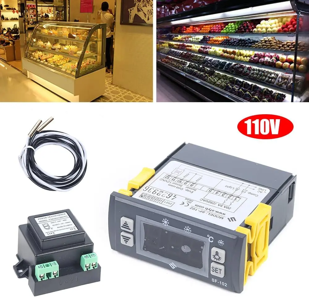 SF-102 ترموستات الثلاجة ذكي العرض، 110 فولت 60 هرتز شاشة ديجيتال إلكترونية متحكم في درجة الحرارة ترموستات