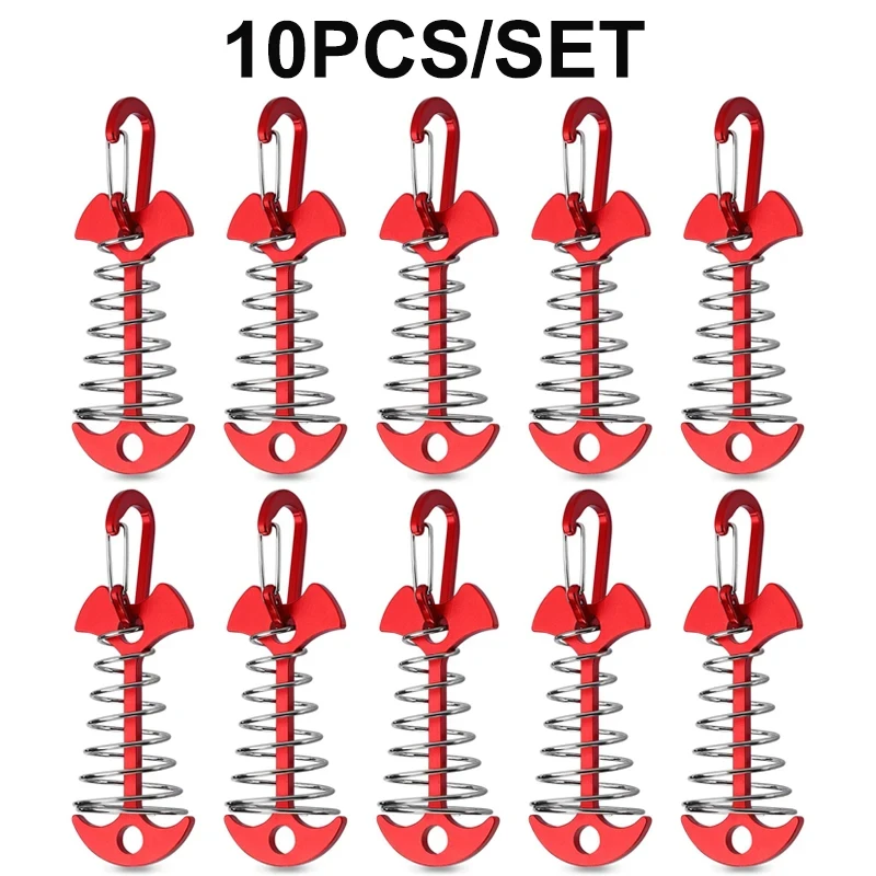 NONE 10 stücke Deck Ankers tifte wind dichtes Aluminium Deck binden Feder Fishbone Zelt Anker Zelts eil Spanner Guyline Cord Adjuster 10